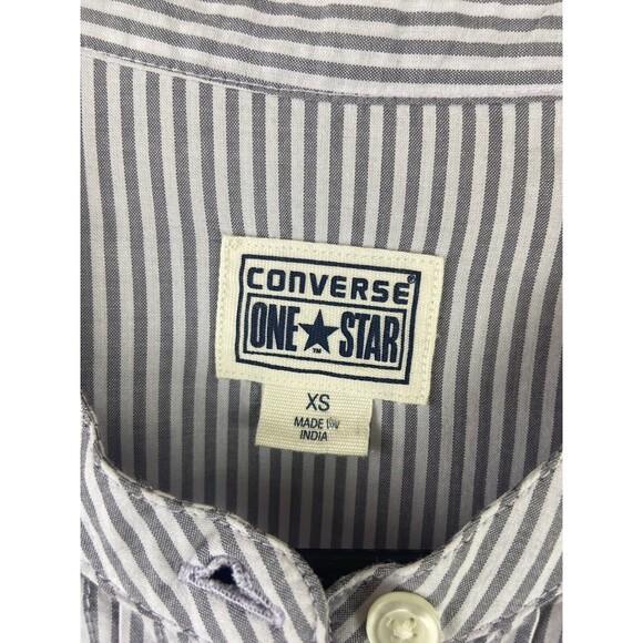 Converse One Star Purple Stripe Button Down Pin Tuck Pleated Women's Size XS - Picture 4 of 5